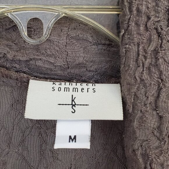 Kathleen Sommers Sz M Long Cardigan Sweater Top Slouchy Lagenlook Textured Taupe - Picture 3 of 6